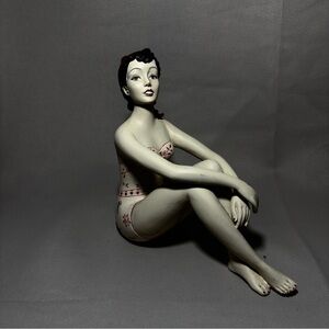 Vtg 1950s Bathing Beauty 9.5” Tall  Ceramic Statue Figurine Large